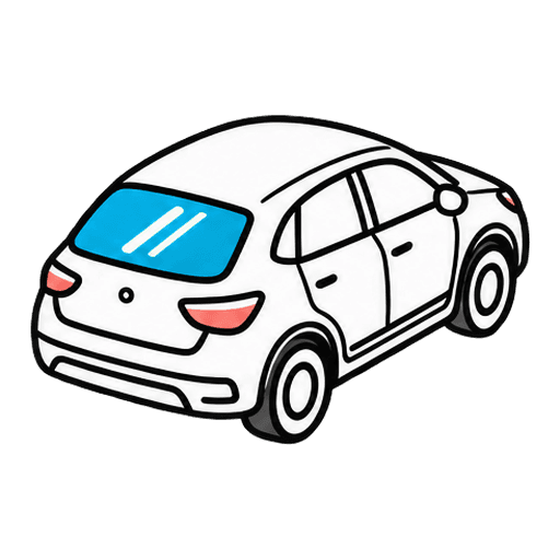 Voiture vue de trois quarts arrière, lunette arrière mise en évidence