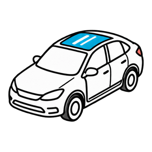 Voiture vue de dessus, toit vitré mis en évidence